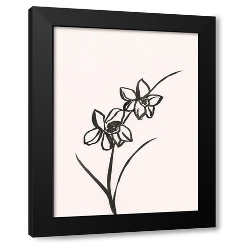 Ink Botanical Sketch XII Black Modern Wood Framed Art Print with Double Matting by Holland, J.