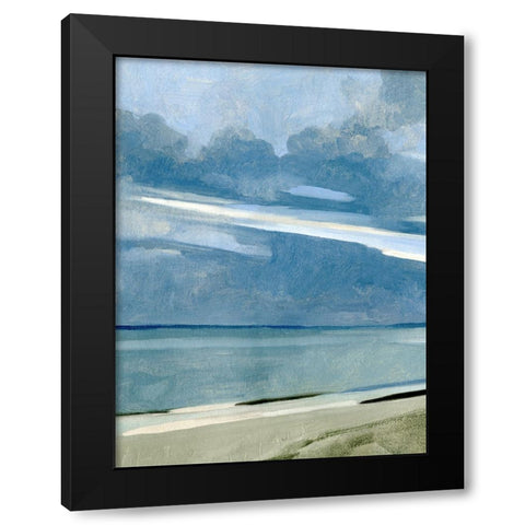Ocean View Beach II Black Modern Wood Framed Art Print with Double Matting by Caroline, Emma