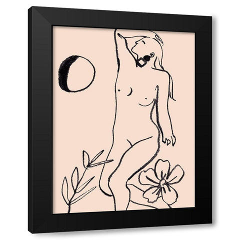 Lunar II Black Modern Wood Framed Art Print with Double Matting by Wang, Melissa