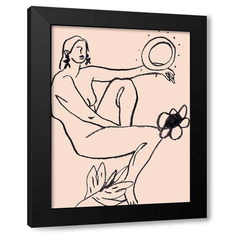 Lunar III Black Modern Wood Framed Art Print with Double Matting by Wang, Melissa