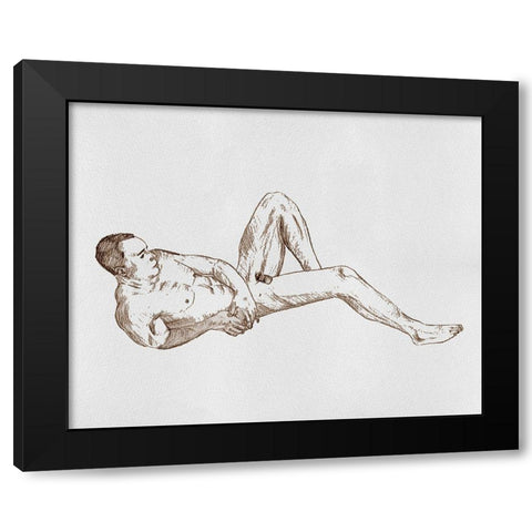 Male Body Sketch I Black Modern Wood Framed Art Print with Double Matting by Wang, Melissa