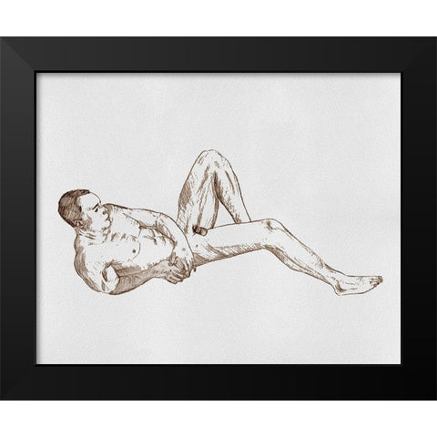 Male Body Sketch I Black Modern Wood Framed Art Print by Wang, Melissa