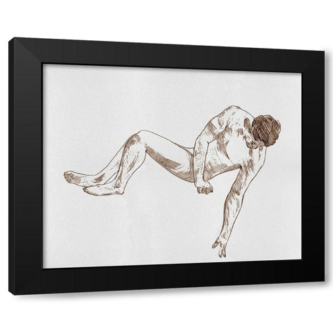 Male Body Sketch II Black Modern Wood Framed Art Print with Double Matting by Wang, Melissa