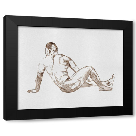 Male Body Sketch III Black Modern Wood Framed Art Print with Double Matting by Wang, Melissa