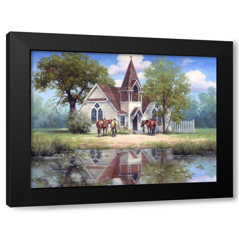 Reflections of a Country Church Black Modern Wood Framed Art Print with Double Matting by Sorenson, Jack
