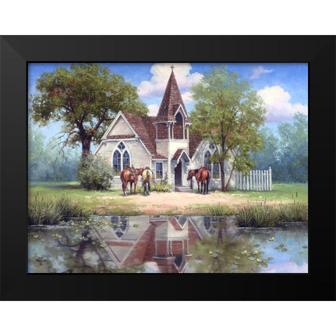 Reflections of a Country Church Black Modern Wood Framed Art Print by Sorenson, Jack