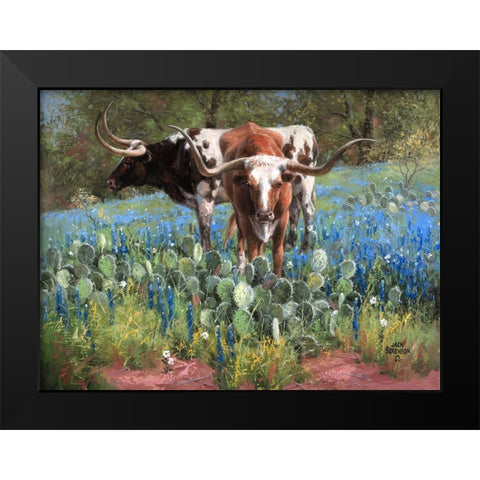 T for Texas Black Modern Wood Framed Art Print by Sorenson, Jack