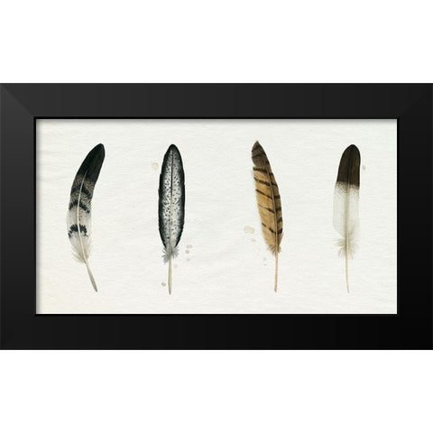 Custom Merged Found Feathers Black Modern Wood Framed Art Print by Popp, Grace