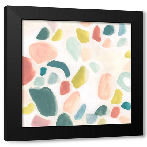 Pebble Confetti I Black Modern Wood Framed Art Print with Double Matting by Vess, June Erica
