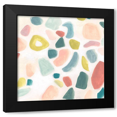 Pebble Confetti II Black Modern Wood Framed Art Print by Vess, June Erica