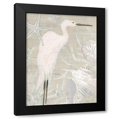 Driftwood Heron I Black Modern Wood Framed Art Print by Vess, June Erica