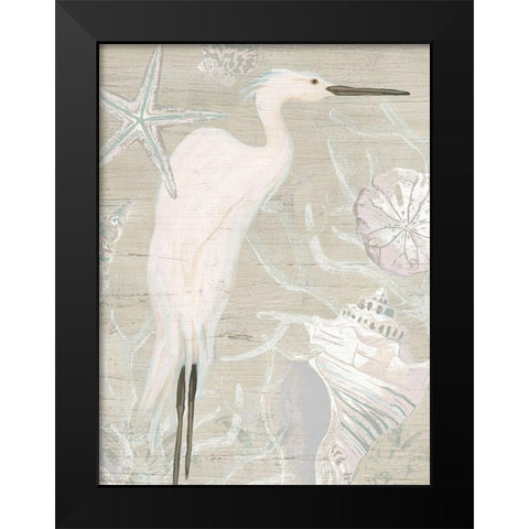 Driftwood Heron I Black Modern Wood Framed Art Print by Vess, June Erica