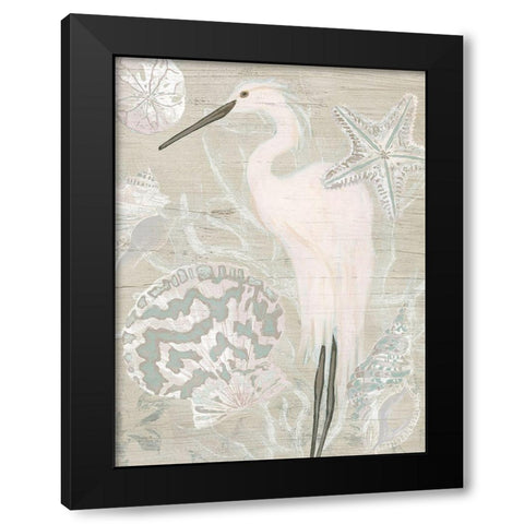 Driftwood Heron II Black Modern Wood Framed Art Print by Vess, June Erica