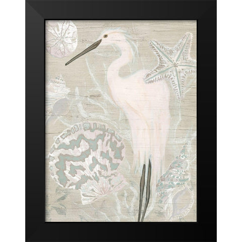Driftwood Heron II Black Modern Wood Framed Art Print by Vess, June Erica