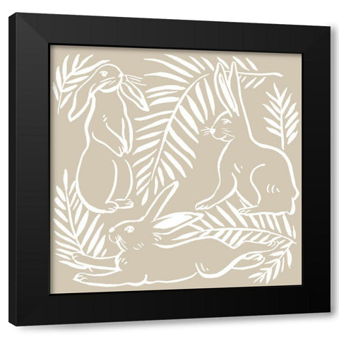 Sweet Bunny I Black Modern Wood Framed Art Print with Double Matting by Wang, Melissa