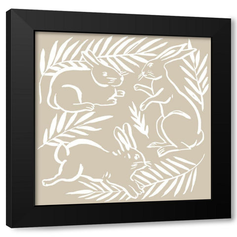 Sweet Bunny II Black Modern Wood Framed Art Print with Double Matting by Wang, Melissa