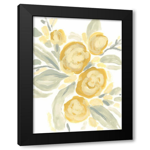 Ochre Blossoms II Black Modern Wood Framed Art Print by Vess, June Erica