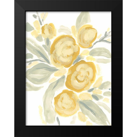 Ochre Blossoms II Black Modern Wood Framed Art Print by Vess, June Erica