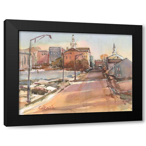Church Street-Pittsfield MA Black Modern Wood Framed Art Print with Double Matting by Calcasola, Stephen
