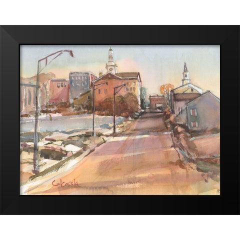 Church Street-Pittsfield MA Black Modern Wood Framed Art Print by Calcasola, Stephen