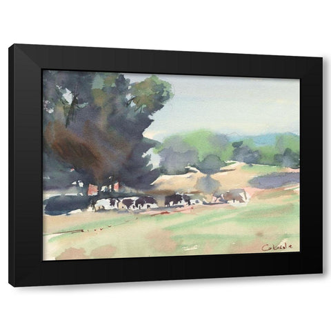 Cows Grazing-Somerset Black Modern Wood Framed Art Print by Calcasola, Stephen