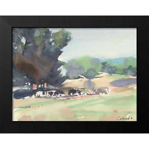 Cows Grazing-Somerset Black Modern Wood Framed Art Print by Calcasola, Stephen
