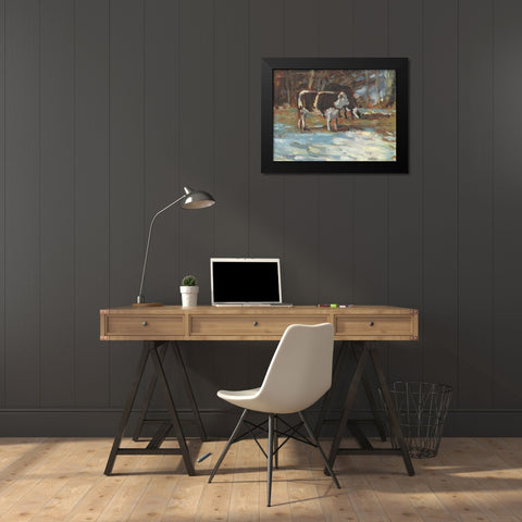 Cows Grazing-Somerset III Black Modern Wood Framed Art Print by Calcasola, Stephen