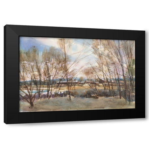 New England Farm Black Modern Wood Framed Art Print by Calcasola, Stephen