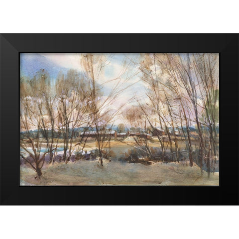 New England Farm Black Modern Wood Framed Art Print by Calcasola, Stephen