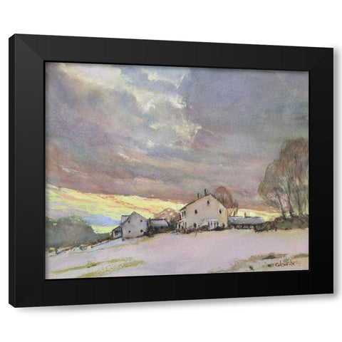 Maple Street Sunset Black Modern Wood Framed Art Print with Double Matting by Calcasola, Stephen