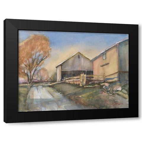 Somers Farm Scene Black Modern Wood Framed Art Print with Double Matting by Calcasola, Stephen