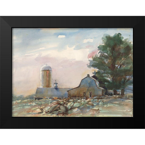 Connecticut Valley Farm Black Modern Wood Framed Art Print by Calcasola, Stephen