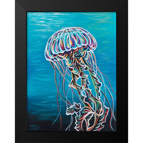 Colorful Jellyfish II Black Modern Wood Framed Art Print by Vitaletti, Carolee