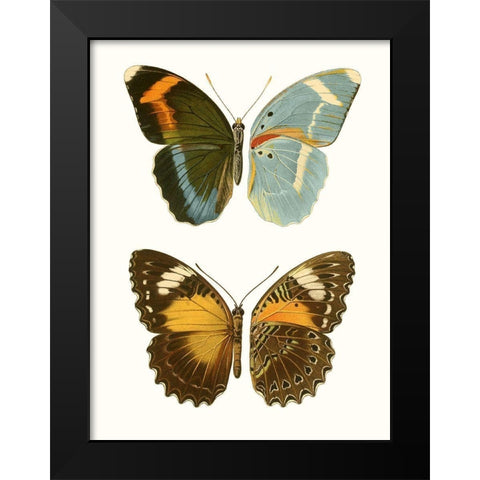 Antique Blue Butterflies III Black Modern Wood Framed Art Print by Vision Studio