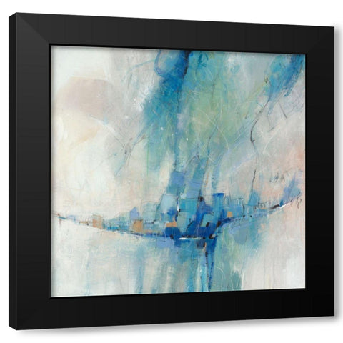 Blue Stone Abstract II Black Modern Wood Framed Art Print by OToole, Tim