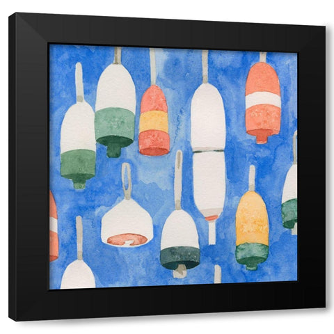 Salty Ocean Buoys I Black Modern Wood Framed Art Print by Caroline, Emma