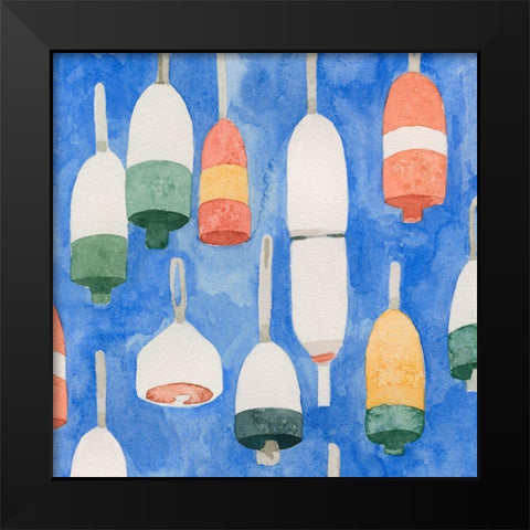 Salty Ocean Buoys I Black Modern Wood Framed Art Print by Caroline, Emma
