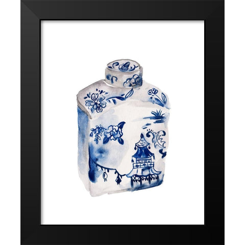 Indigo Vase I Black Modern Wood Framed Art Print by Wang, Melissa