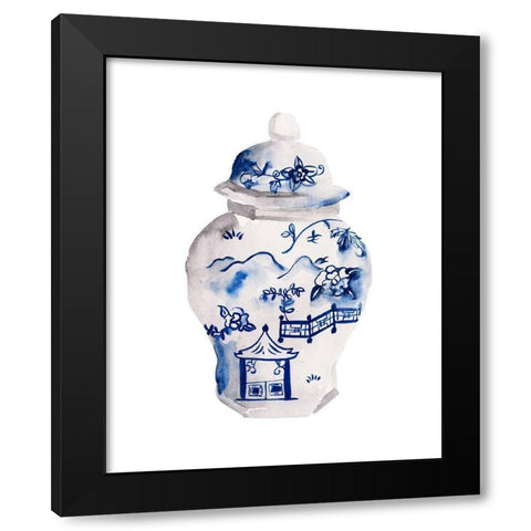 Indigo Vase II Black Modern Wood Framed Art Print with Double Matting by Wang, Melissa