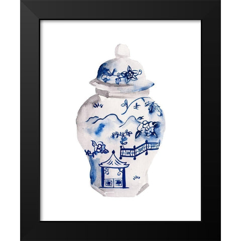 Indigo Vase II Black Modern Wood Framed Art Print by Wang, Melissa