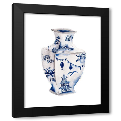 Indigo Vase III Black Modern Wood Framed Art Print with Double Matting by Wang, Melissa