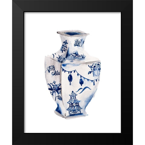 Indigo Vase III Black Modern Wood Framed Art Print by Wang, Melissa