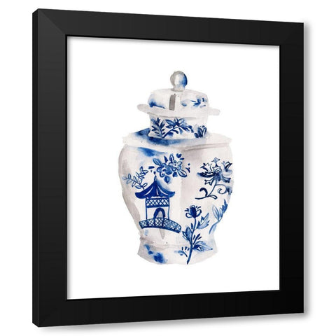 Indigo Vase IV Black Modern Wood Framed Art Print by Wang, Melissa