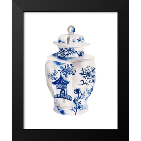 Indigo Vase IV Black Modern Wood Framed Art Print by Wang, Melissa