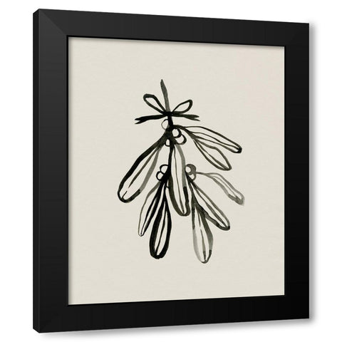 Mistletoe Sketch with Bows I Black Modern Wood Framed Art Print by Caroline, Emma