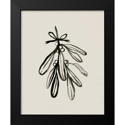 Mistletoe Sketch with Bows I Black Modern Wood Framed Art Print by Caroline, Emma