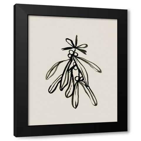 Mistletoe Sketch with Bows II Black Modern Wood Framed Art Print with Double Matting by Caroline, Emma