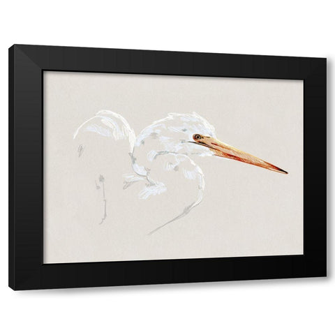 Bright Egret Sketch I Black Modern Wood Framed Art Print by Caroline, Emma