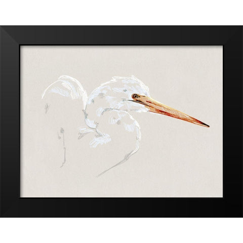 Bright Egret Sketch I Black Modern Wood Framed Art Print by Caroline, Emma