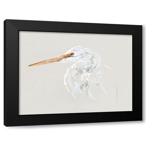 Bright Egret Sketch II Black Modern Wood Framed Art Print with Double Matting by Caroline, Emma